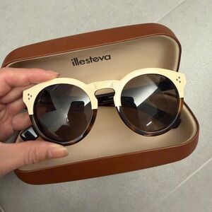 Illesteva Tortoise Shell Round Sunglasses